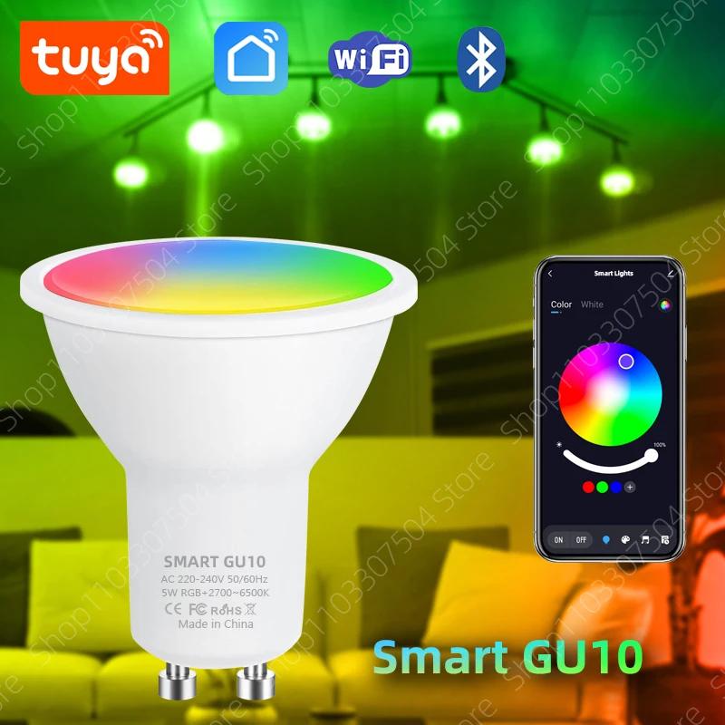 Tuya   LED , GU10 RGBCW, AC220V, 5W   , Ʈ   ׷, ˷,  ýƮ,  